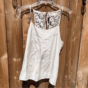 Banana Republic Cream lace embroidery back top